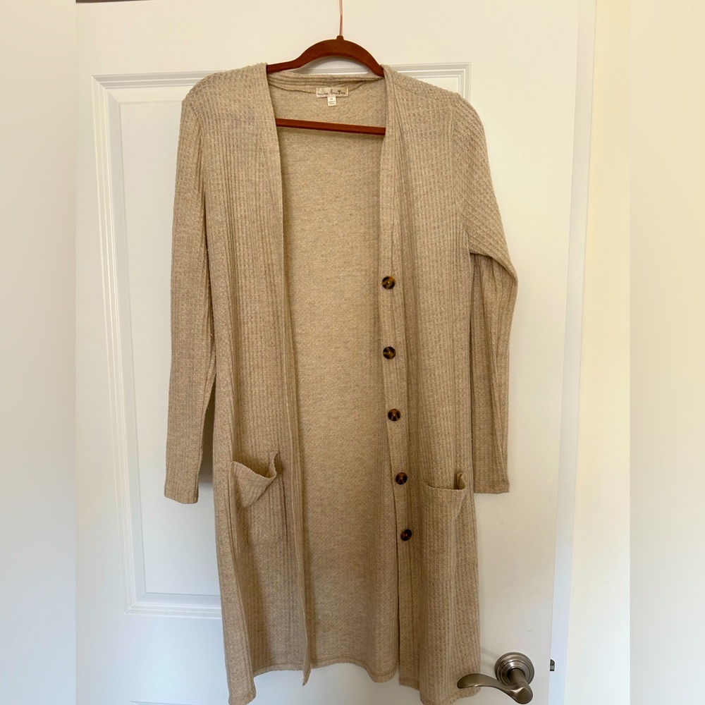 Nine Britton - Blair Button Detail Waffle Duster Cardigan